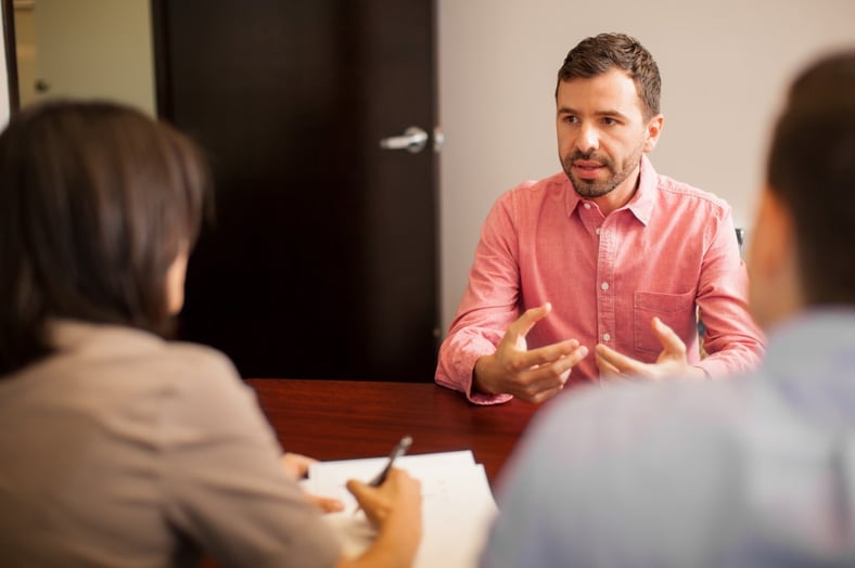 Young man during a job interview